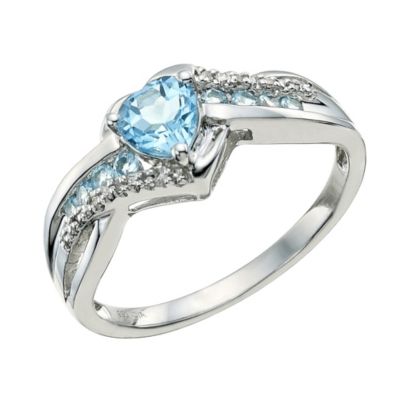 Candy Hearts Argentium Silver Blue Topaz & Diamond RingCandy Hearts Argentium Silver Blue Topaz & Di