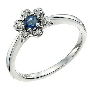 H Samuel Sterling Silver Daisy Sapphire and Diamond Ring