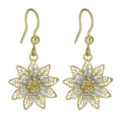 Silver & Gold Plated Flower Drop Earrings - Product number 9592377