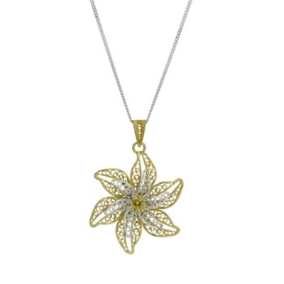 Silver & Gold Plated Flower Pendant - Product number 9592393