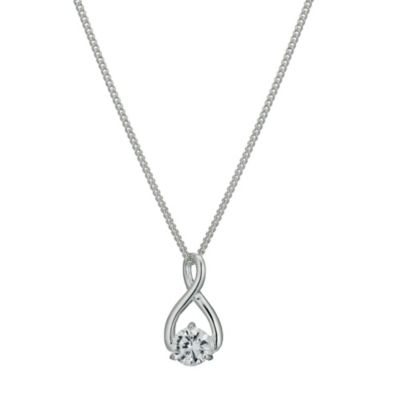 Silver Figure of 8 Cubic Zirconia Pendant