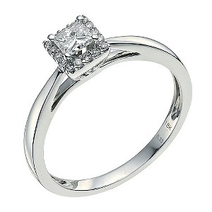 18ct white gold 0.33ct princess cut diamond halo ring - Product number ...