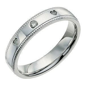 Sterling Silver and Three Stone Diamond Band