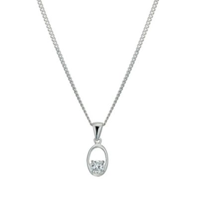 Silver and Cubic Zirconia Open Oval Pendant - Product number 9595902
