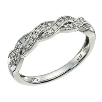 9ct White Gold and Diamond Twist Ring