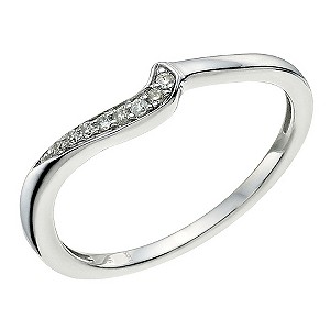 9ct White Gold Diamond Shaped Band