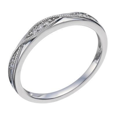 9ct White Gold & Diamond Ring