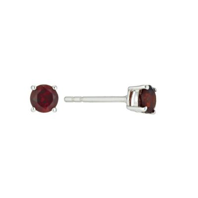 Silver & Garnet Stud Earrings - Product number 9596682