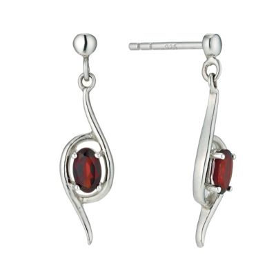 Silver & Garnet Drop Earrings - Product number 9596704