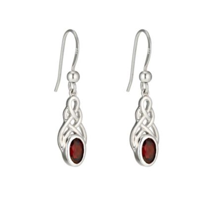 Silver & Garnet Celtic Drop Earrings - Product number 9596712