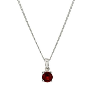 Silver Solitaire Garnet Pendant - Product number 9596720