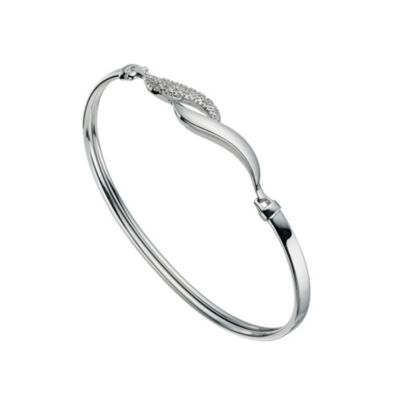 Silver and Cubic Zirconia Wave Bangle - Product number 9596933