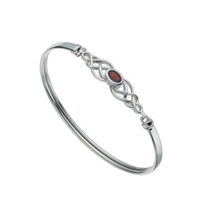 Silver & Garnet Celtic Bangle - Product number 9596941