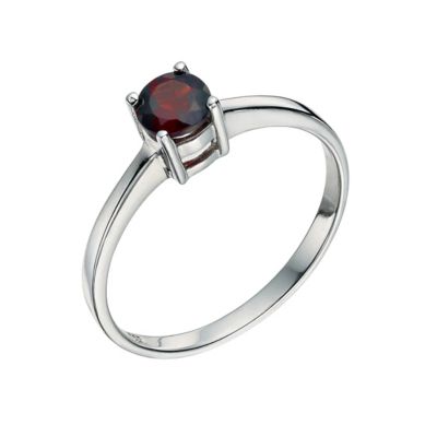 Sterling Silver Garnet Ring Size L