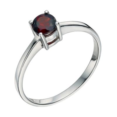 H Samuel Sterling Silver Garnet Ring Size N