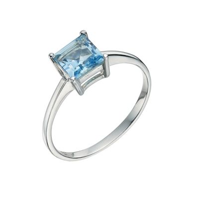 Silver and Blue Topaz Princess Cut Ring - Size L - Product number 9597204