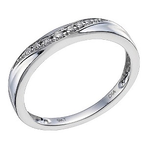 H Samuel 9ct White Gold and Diamond Shaped Band