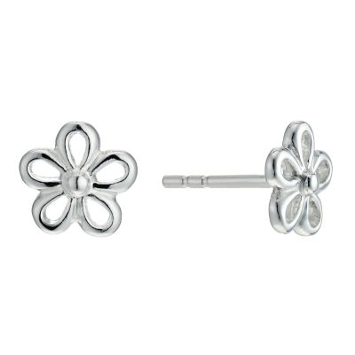 H Samuel Sterling Silver Open Flower Stud Earrings