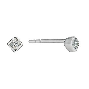 Silver & Cubic Zirconia Square Stud Earrings