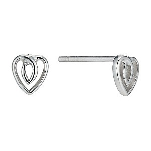 Silver Heart Stud Earrings