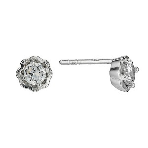 Silver & Cubic Zirconia Flower Studs