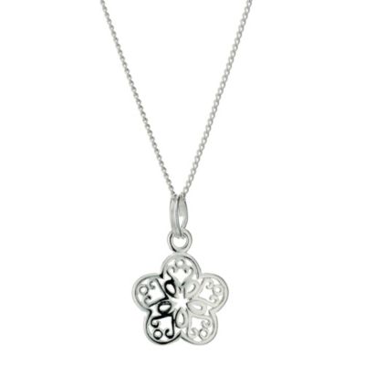 H Samuel Sterling Silver Cutout Flower Pendant