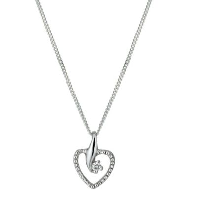 H Samuel Sterling Silver and Cubic Zirconia Heart Pendant