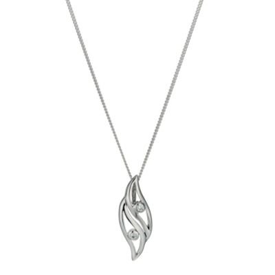 H Samuel Sterling Silver 2 Cubic Zirconia Pendant