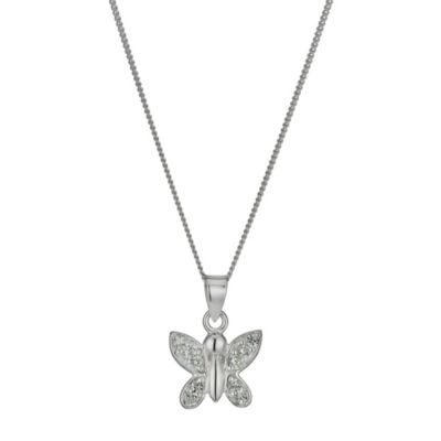 Sterling Silver Cubic Zirconia Small Butterfly Pendant
