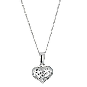 H Samuel Sterling Silver Cutout Heart and Cubic Zirconia