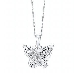 Silver & Crystal Butterfly Pendant