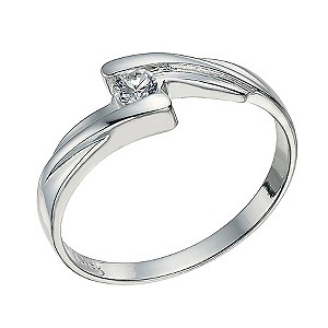 H Samuel Sterling Silver Cubic Zirconia Ring Size N