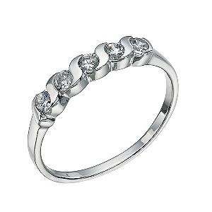 Sterling Silver 5 Cubic Zirconia Ring Size N