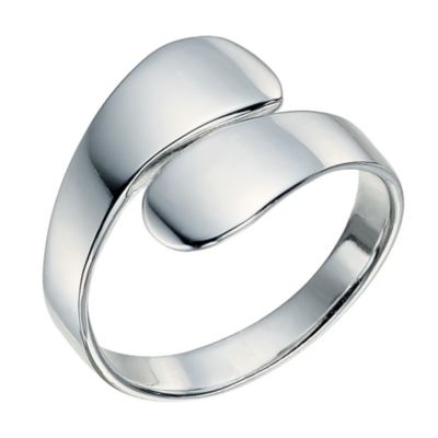 H Samuel Sterling Silver Crossover Ring Size L