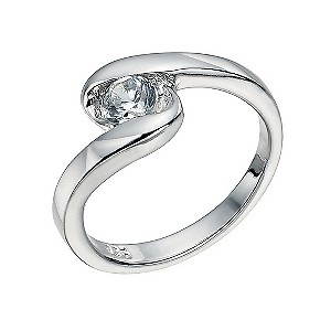 Silver Swirl Cubic Zirconia Ring Size L