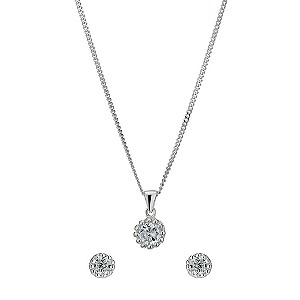 Silver & Cubic Zirconia Flower Pendant