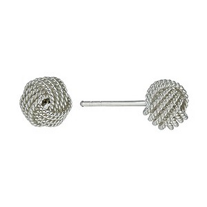 Silver 8mm Diamond Cut Knot Stud Earrings