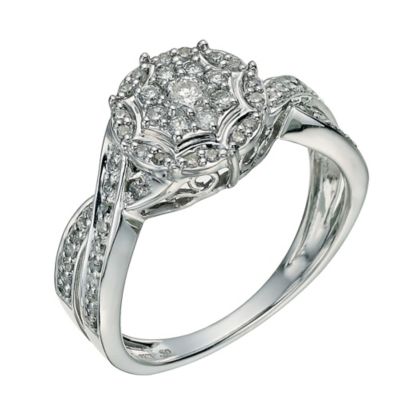 9ct White Gold 1/2 Carat Diamond Cluster Ring - Product number 9601031