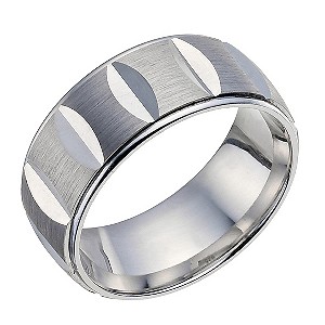 H Samuel Sterling Silver Patterned 8mm Ring