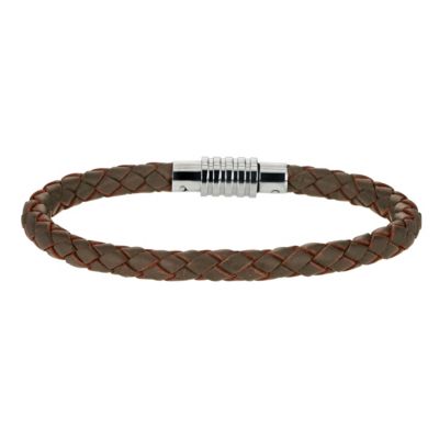 Chocolate Brown Leather & Stainless Steel BraceletChocolate Brown Leather & Stainless Steel Bracelet