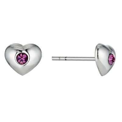 Children's Pink Crystal Set Heart Studs - Product number 9605959