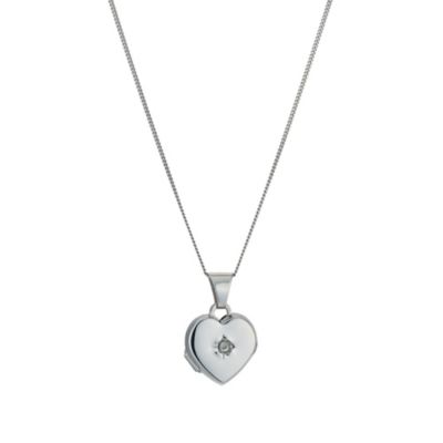 9ct white gold diamond heart locket - Product number 9605975