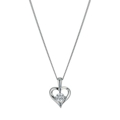 9ct white gold made with Swarovski Zirconia heart pendant - Product ...