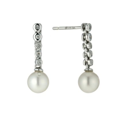 9ct white gold cultured freshwater pearl cascade earrings - Product number 9606343
