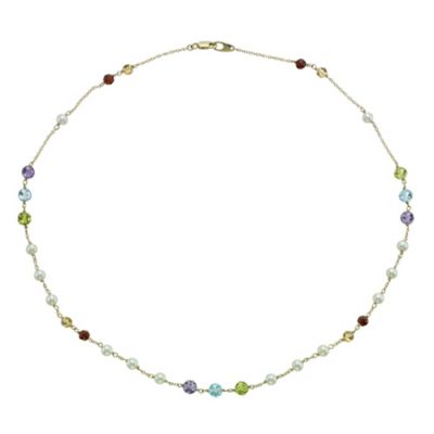 9ct gold cultured freshwater pearl & semi precious necklace - Product number 9606378
