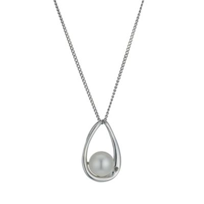 9ct white gold cultured freshwater pearl tear drop pendant - Product number 9606459