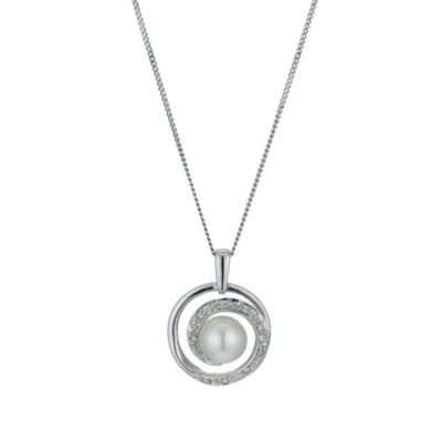 9ct white gold cultured freshwater pearl swirl pendant - Product number 9606467
