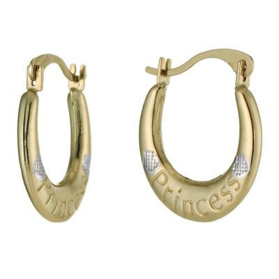 9ct Yellow Gold Princess Creole Earrings - Product number 9609571