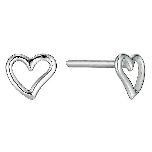 Children's Silver Open Heart Stud Earrings