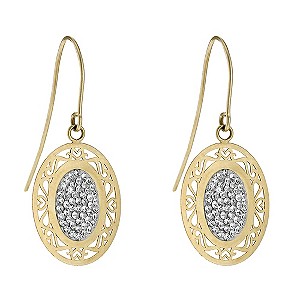 Silver & 9ct Yellow Gold Crystal Oval Drop Earrings